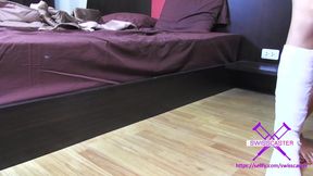 Asian girl with short cast leg