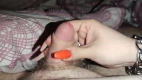 Watch Me Tease and Please with My Long Orange Nails – A Handjob Experience You Can't Miss!