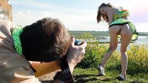 ”Naughty Teen Eva Gold Strips Out Of Her Bikini & Poses Outside!”