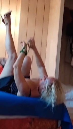 Amateur blonde mature wife enjoys clothed sex games   Clip 1