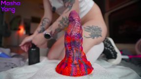 First Time Trying My New Dragon Dildo in Ass