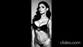 AI cartoon brunette dancing in lingerie, boyfriend.
