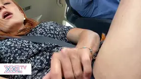 Hot Redhead Finger Fucks Herself in the Car