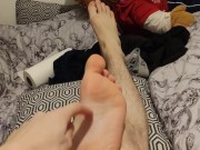 Playing with my sexy skinny feet on my bed cause I love it