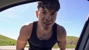 Denny and Adonis King fuck in a car, off the road