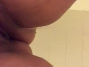 Pregnant bbw Quick pee in the shower