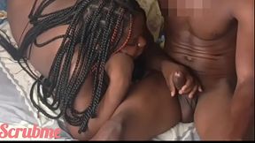 Ebony black Belinda playing with my harmless cock