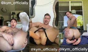 Straight guy gapes hole destroyed by monster dildo