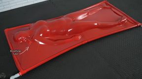 Orgasm inside a red vacuum bed breathing through a tube vibrator on full power (UHD 4K MP4)