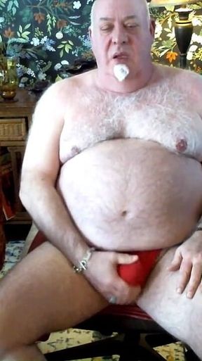 Beardaddychub Jerks and Cums on Cam in a Union Suit!