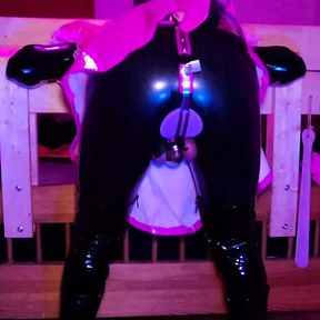 Sissy Maid Self Bondage Stocks