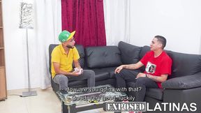 exposedlatinas - pleasing two huge cocks to pay rent