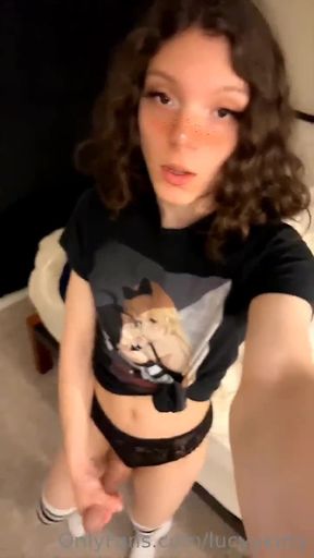 18+ Tiny white TS Jerks Off. Cumshot @ 01:12