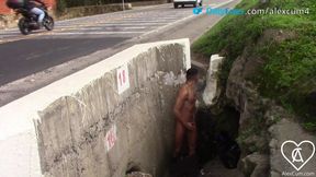 Dirty old man talks filthy while watching public jacking off