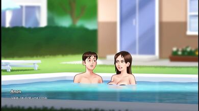 The stepmother really wanted to get laid in the pool - summertime saga
