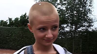 Sexy short haired student sucking grandpa dick