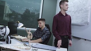 Forbidden office affairs: a dangerous game of seduction and taboo between skinny twink, latino jock, and fit boss leads to wild threesome at work