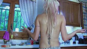 Sex and food orgy in the kitchen with Eva Lange