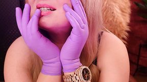 Asmr: Purple Nurse Gloves And Gold Glitter Watch
