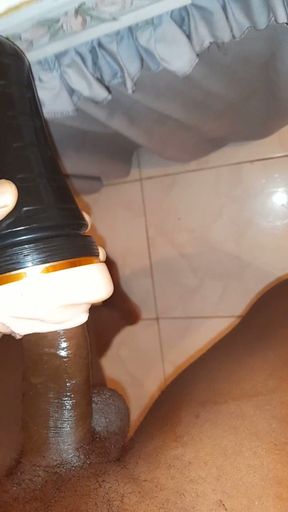 Black cock jerking off with flesh light pt5