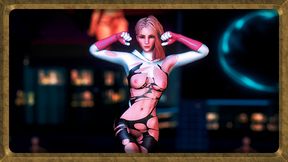 Slim athletic Gwen Stacy dance floorwork in ripped suit to arousal Venom