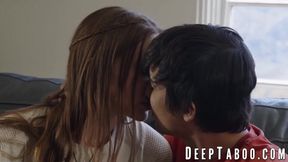 Laney Grey and her boyfriend share a spitroast & get a hot facial from the older guy