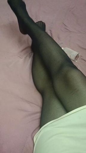 Thigh-highs bottle footjob (with talking)