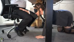 Submissive personal assistant under desk