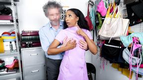 ”Chocolate masseuse milks the security guards hard shaft”