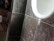 Young Guy Cums in Public Restroom - Almost Caught!