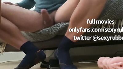 Perverted chap is jerking his hard prick and filming himself