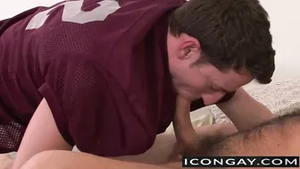 Robert Axel Sucks Lance Hard's Big Uncut Cock in Muscle Blowjob Scene