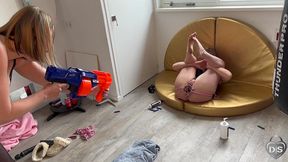 inside the asshole shooting with a nerf gun