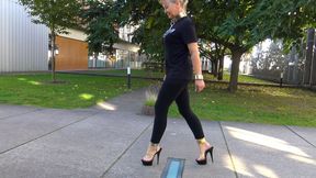 Neele - Black Butt Leggings and Clear Mules - mp4 1920x1080