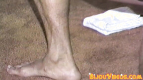 Kinky black hunk masturbates his hard prick in vintage solo