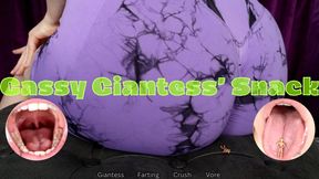 Gassy Giantess’ Snack - HD - Butt Crushing and Fart Tormenting A Tiny Man Slave Before Eating Him, Giantess, Vore, Crush, Real Farting