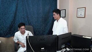 Pervert asiatic boy doctors with no condoms fuck