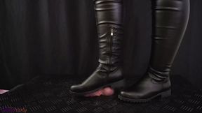 Your dick&#x1F346; crushed by heavy trampling thigh high leather boots