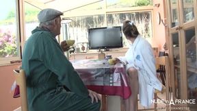 Old french gardener bangs a naughty unfaithful desperate housewife