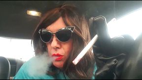 MATURE SILVER HAIR SMOKING HER MORE 120s IN HER RIDE FOR YOUR VIEWING PLEASURE!!