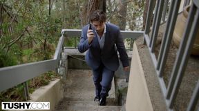 TUSHY my girlfriend Megan Rain gets fucked in the ass by the neighbor