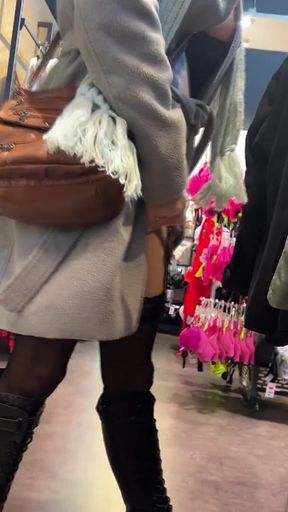 Tranny Girl Shopping in Hot Lingerie! Public Wanking and Pissing in Coffee!