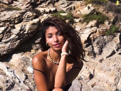 Tiny Mexican teen naked on the beach