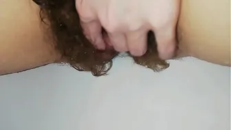 Hairy Pussy big clit closeup pussy grool wet