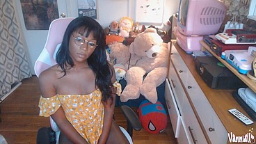 Ebony Trans Girl Next Door Vanniall Lifts Her Sundress to Masturbate Her Big Cock - Webcam Show with Self Facial Cumshot