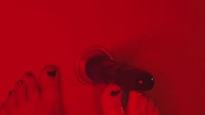 Devilish dildo footjob