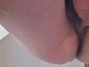Squeezing BBC cum out of my arsehole