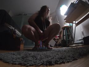 Older CD whore is such a sissy playing indoors ith her crossdressing shecock !