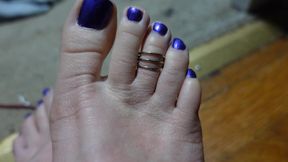 Toe Wiggling with Toe Ring and Purple Toenails