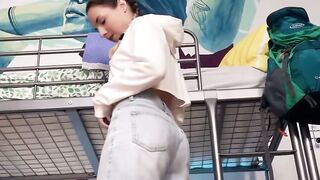 adorable bimbos Mona Blue takes long cock inside her butt and twat